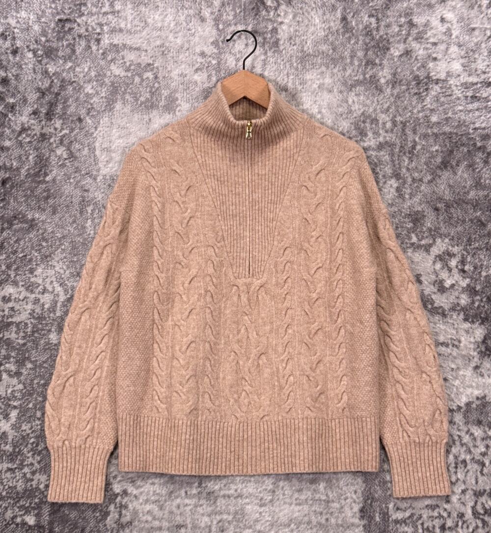 J Crew Sweater Small Womens Cable Knit Half Zip Super Soft Yarn